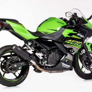 Exhaust KAWASAKI Ninja 400 2018. SHARK GP Series Slip on Zacisk wydechowy coated nierdzewne stalowe kolor czarne-matowe